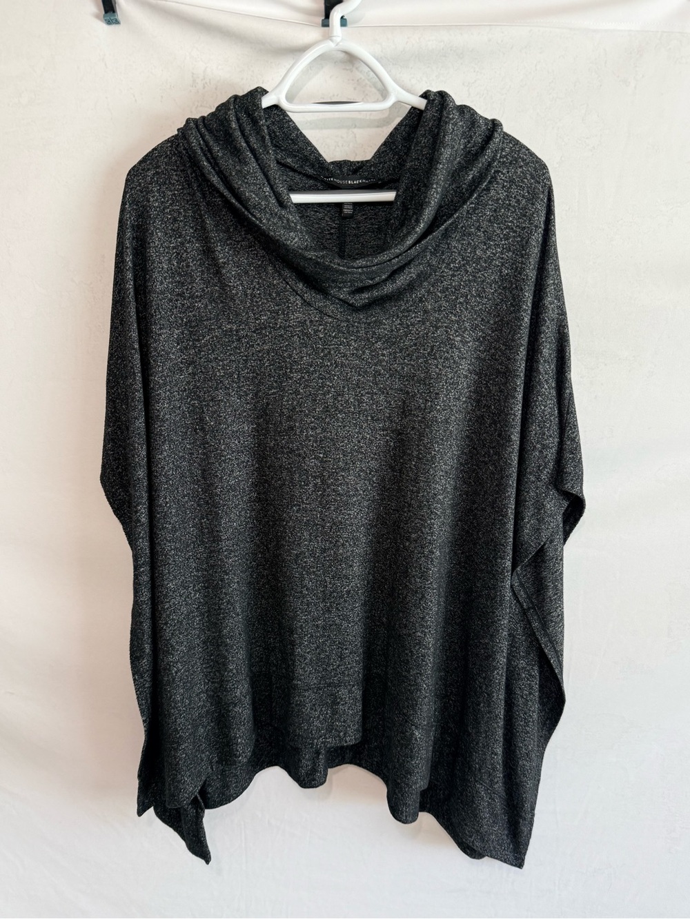White House Black Market Black Heather Cowl Neck Poncho Sweater